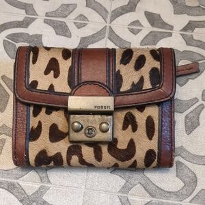 Fossil Vintage Re Issue II Flap Cheetah Wallet